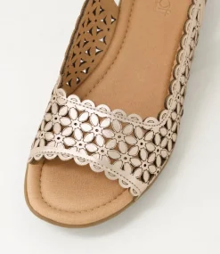 Women SUPERSOFT Comfort|Flats-Benisie Rose Gold Gum Leather Sandals
