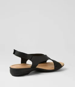 Women SUPERSOFT Comfort|Flats-Bensin Black Floral Foil Leather Sandals