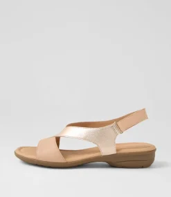 Women SUPERSOFT Flats|Sandals-Bensin Dark Nude Rose Gold Leather Sandals