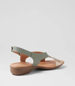 Women SUPERSOFT Flats|Sandals-Bensin Sage Platinum Leather Sandals