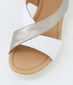 Women SUPERSOFT Comfort|Flats-Bensin White Prosecco Leather Sandals
