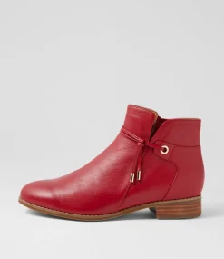 Women SUPERSOFT Boots|Comfort-Bessi Dark Red Leather Ankle Boots