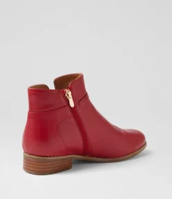 Women SUPERSOFT Boots|Comfort-Bessi Dark Red Leather Ankle Boots