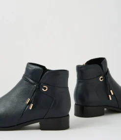 Women SUPERSOFT Boots|Comfort-Bessi Navy Leather Ankle Boots