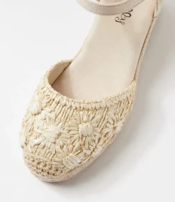 Women I LOVE BILLY Heels-Bessine Ecru Daisy Synthetic Raffia Heels