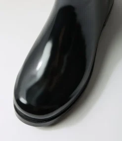 Women I LOVE BILLY Boots-Bianni Black Gumboot Knee High Boots