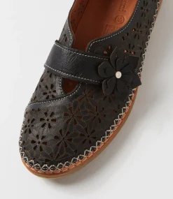 Women DIANA FERRARI Flats-Bibie Black Tan Leather Flat Shoes