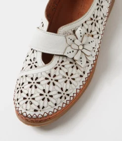 Women DIANA FERRARI Flats-Bibie White Tan Leather Flat Shoes