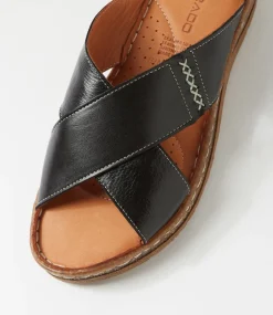 Women COLORADO Comfort|Slides-Bindya Black Leather Slides