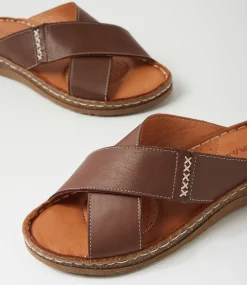 Women COLORADO Comfort|Slides-Bindya Chocolate Leather Slides