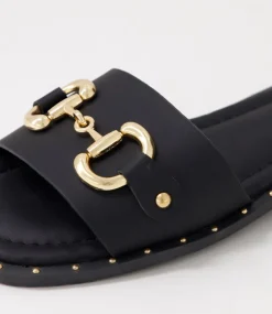 Women I LOVE BILLY Flats|Sandals-Binko Black Slides