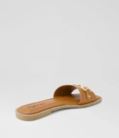 Women I LOVE BILLY Slides|Flats-Binko Tan Slides