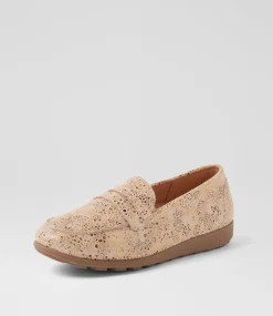 Women SUPERSOFT Loafers|Flats-Birdi Tan Brown Wide Fit Ditzy Suede Loafers