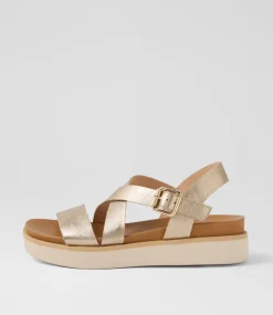 Women DIANA FERRARI Flats|Sandals-Blaklee Champagne Almond Leather Sandals