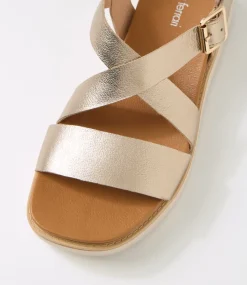 Women DIANA FERRARI Flats|Sandals-Blaklee Champagne Almond Leather Sandals