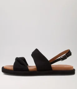 Women DIANA FERRARI Flats|Sandals-Bloom Black Suede Sandals