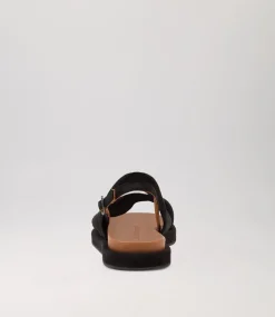 Women DIANA FERRARI Flats|Sandals-Bloom Black Suede Sandals
