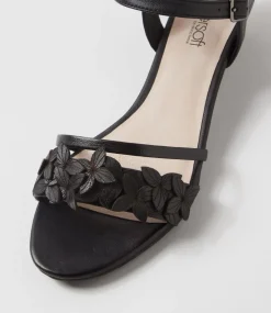 Women SUPERSOFT Comfort|Heels-Blossums Black Leather Sandals