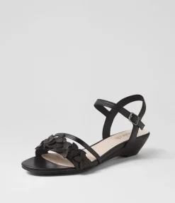 Women SUPERSOFT Comfort|Heels-Blossums Black Leather Sandals