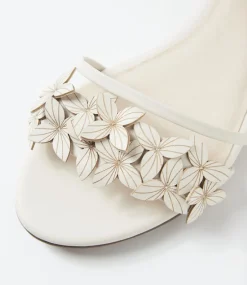 Women SUPERSOFT Comfort|Heels-Blossums Ivory Leather Sandals