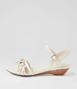 Women SUPERSOFT Comfort|Heels-Blossums Ivory Leather Sandals