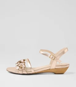 Women SUPERSOFT Comfort|Flats-Blossums Pale Rose Gold Leather Sandals