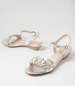 Women SUPERSOFT Comfort|Flats-Blossums Silver Leather Sandals