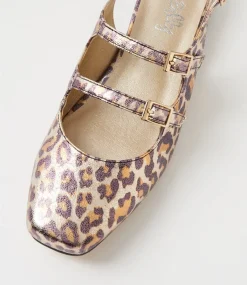 Women I LOVE BILLY Flats|Heels-Bogota Gold Leopard Fabric Heels