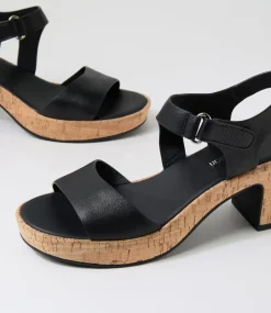 Women DIANA FERRARI Heels|Sandals-Bollings Black Cork Leather Sandals