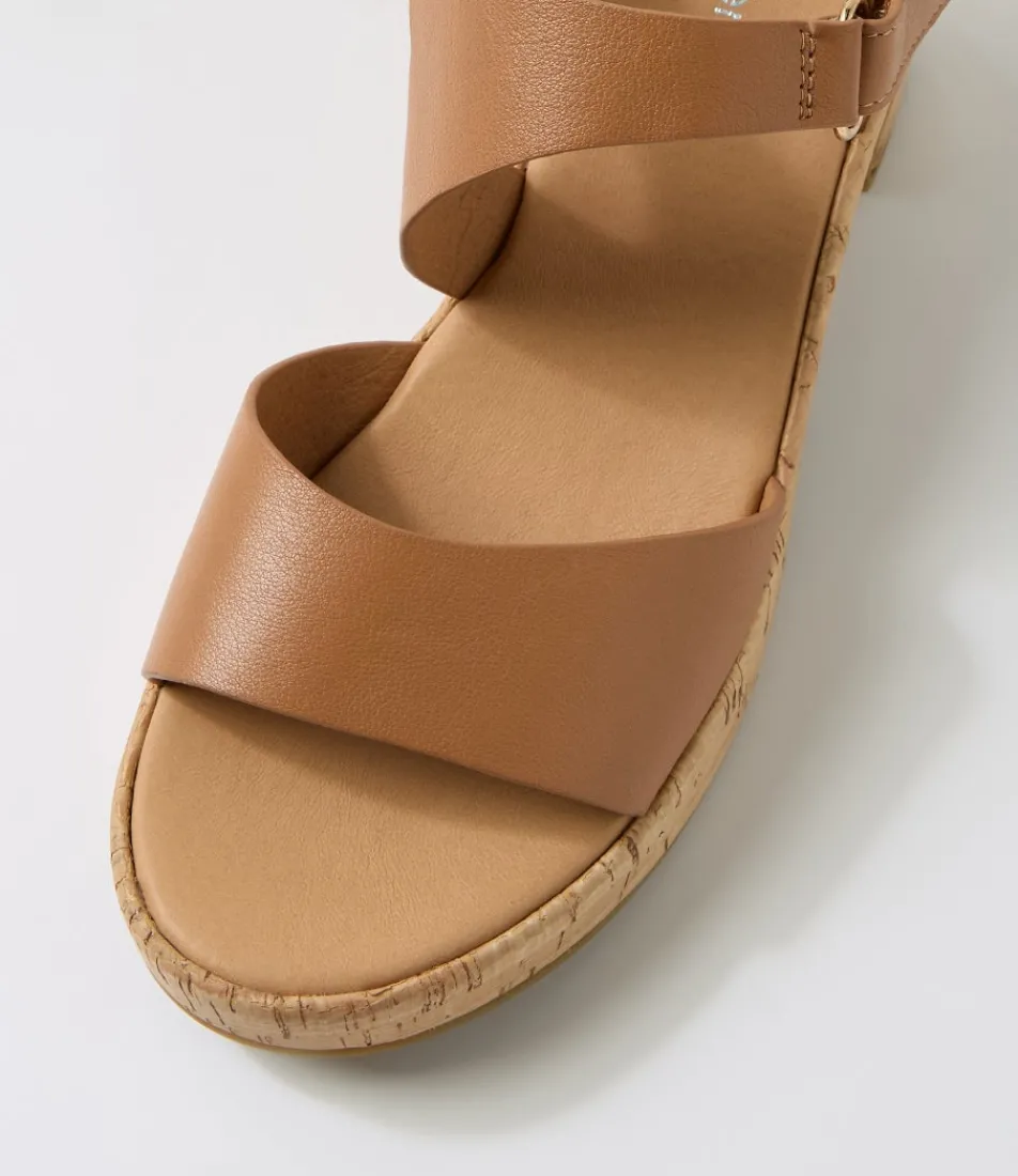 Women DIANA FERRARI Heels|Sandals-Bollings Dark Tan Cork Leather Sandals