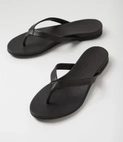 Women DIANA FERRARI Slides|Flats-Bondis Black Leather Slides