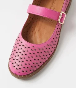Women DIANA FERRARI Mary Janes|Flats-Boney Fuschia Leather Flat Shoes