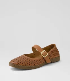 Women DIANA FERRARI Mary Janes|Flats-Boney Tan Leather Flat Shoes