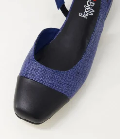 Women I LOVE BILLY Heels|Flats-Bonsoon Black Navy Synthetic Raffia Heels