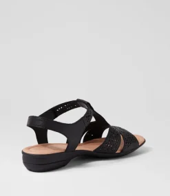 Women SUPERSOFT Comfort|Flats-Boom Black Leather Sandals