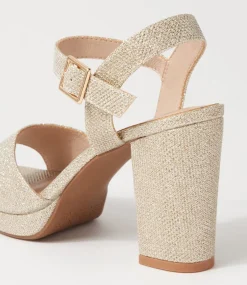 Women I LOVE BILLY Heels|Sandals-Bountys Pale Gold Glitter Sandals