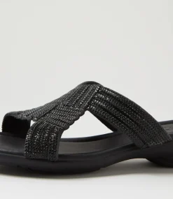 Women SUPERSOFT Comfort|Flats-Braxtan Black Jewels Sandals