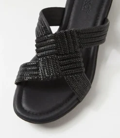 Women SUPERSOFT Comfort|Flats-Braxtan Black Jewels Sandals