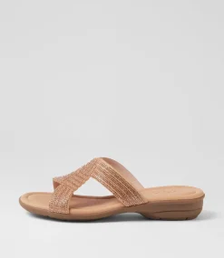 Women SUPERSOFT Comfort|Flats-Braxtan Rose Gold Jewels Sandals