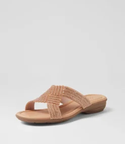 Women SUPERSOFT Comfort|Flats-Braxtan Rose Gold Jewels Sandals