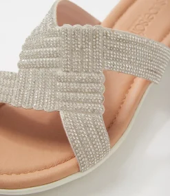 Women SUPERSOFT Comfort|Flats-Braxtan Silver White Leather Sandals