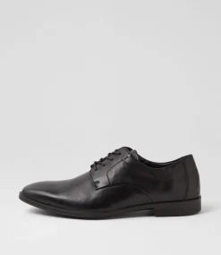 COLORADO Dress Shoes-Bray Black Leather Lace Up Flats
