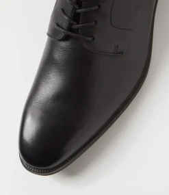 COLORADO Dress Shoes-Bray Black Leather Lace Up Flats