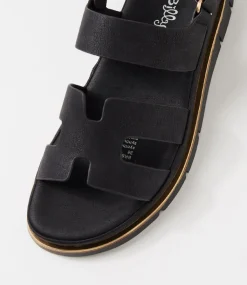 Women I LOVE BILLY Flats|Sandals-Breezin Black Sandals