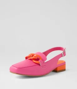 Women I LOVE BILLY Loafers|Heels-Brentel Fuchsia Orange Heels