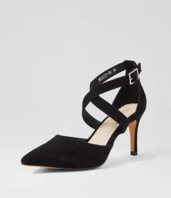 Women TOP END Heels-Briggit Black Suede Heels