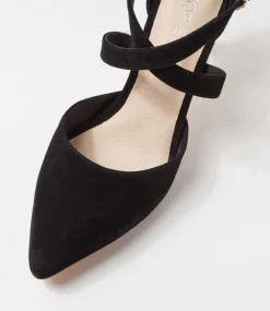 Women TOP END Heels-Briggit Black Suede Heels