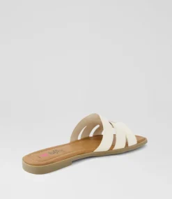 Women I LOVE BILLY Wedges|Flats-Bronda White Slides