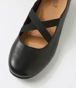 Women SUPERSOFT Comfort|Mary Janes-Brookyi Black Wide Fit Leather Flat Shoes