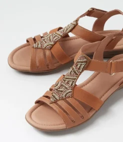 Women SUPERSOFT Comfort|Flats-Brownyn Dark Tan Leather Sandals
